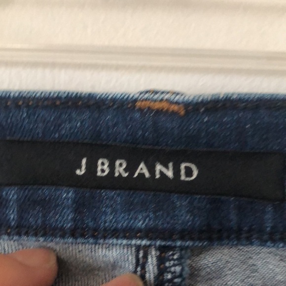 J Brand High Waisted Ankle Jean Destroyed Knee Blue Stretch Denim Size 27 Skinny - Picture 10 of 16
